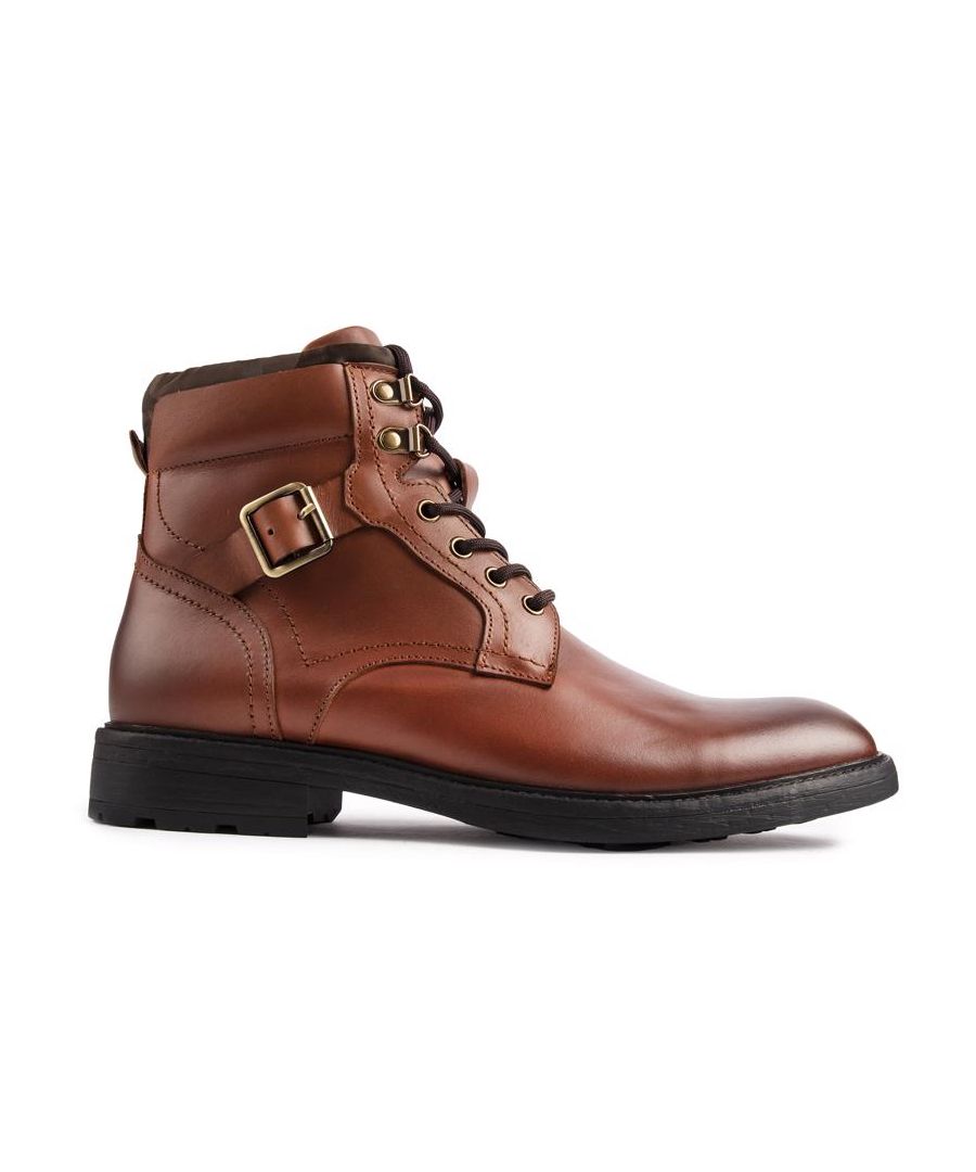 Practical And Stylish, The Tan Sole Vorley Ankle Boots Are Ideal For The Urban Explorer. These Biker-military-hiker-tyle Boots Have A Premium Leather Upper With Stylish Buckle Straps, Silver Hardware And Logo Detail. These Exclusive Boots Have A Padded Ankle Collar And Synthetic Sole.