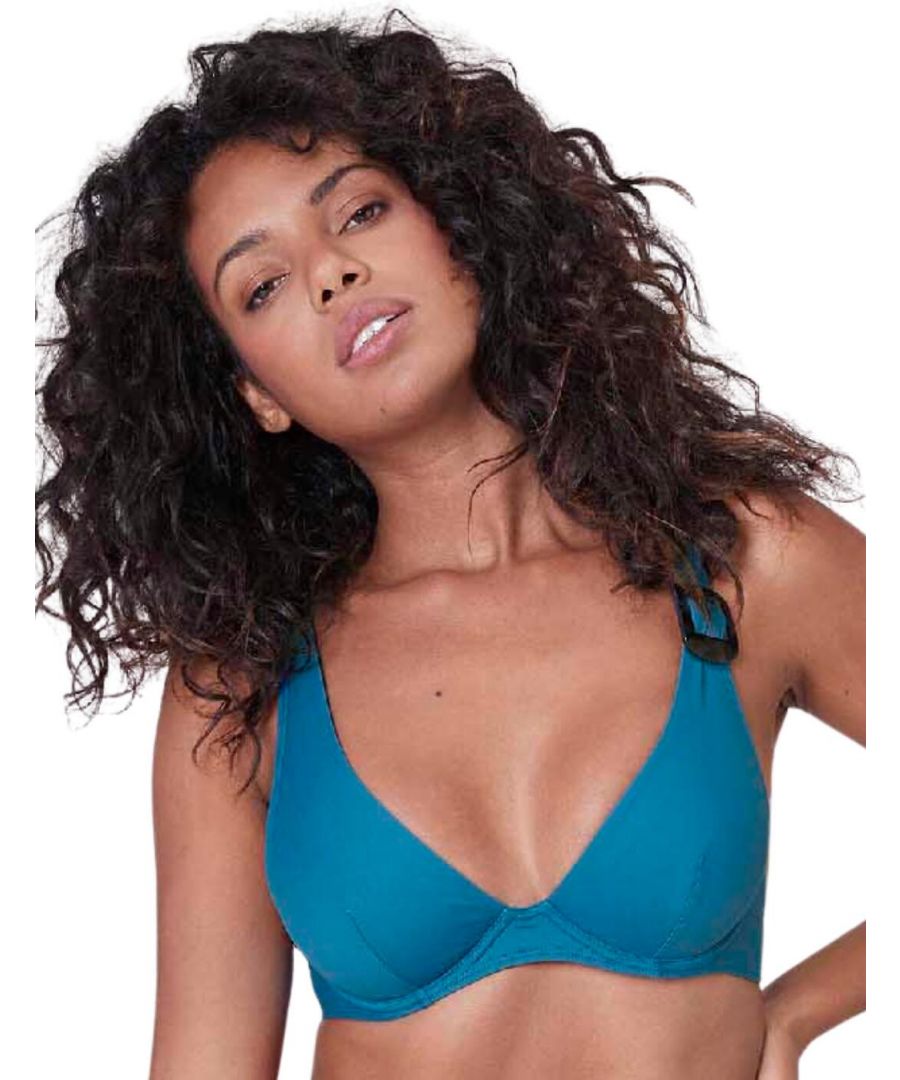 Simone Perele Womens 1DDB41 Loulou Plunge Bikini Top - Blue Elastane - Size 32D