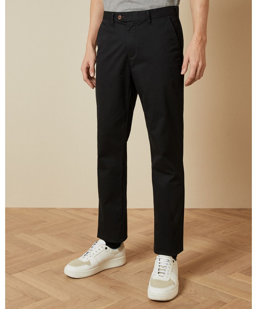 Mens Ted Baker Clemchi Classic Fit Chino in black.- Zip and button fastening.- Front and back pockets.- Ted Baker-branded.- Classic fit.- Shell: 98% Cotton  2% Elastane. Pocket: 100% Cotton. - Ref: 154746BLACK