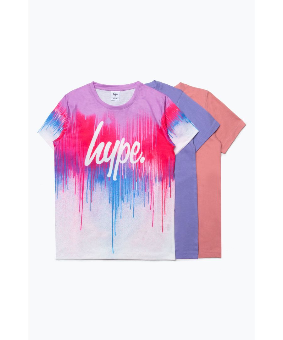 Image for Hype Three Pack Lilac/Pink/Drip Kids T-Shirt