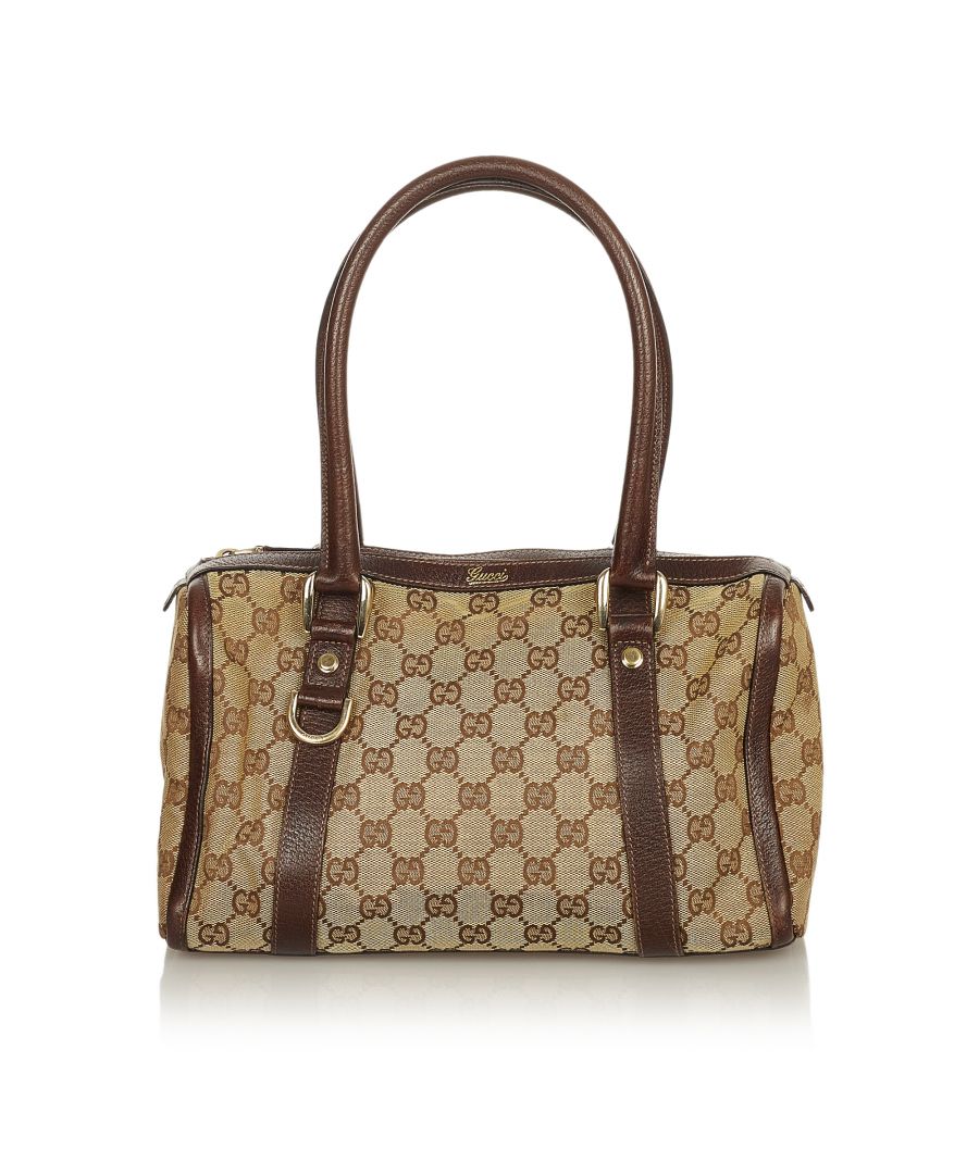 Image for Vintage Gucci Abbey GG Canvas Boston Bag Brown