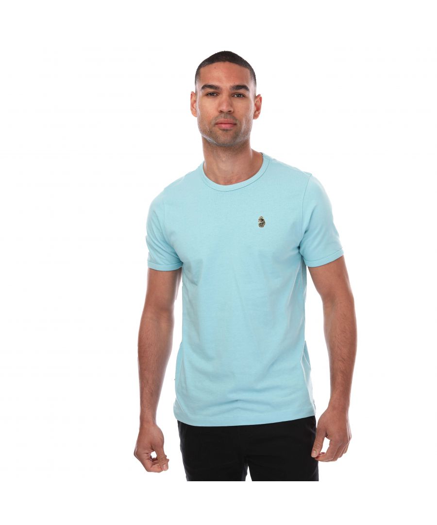 Mens Luke 1977 Trouser Snake Crew T- Shirt in light blue.- Crew neck.- Short sleeves.- Elasticated neck and sleeves.- Tab logo to side.- Embroidered logo to left chest.- 100% Cotton.  - Ref: ZM30211ULB