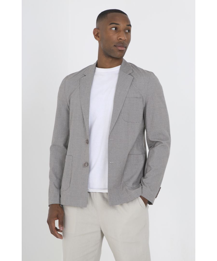 Brave Soul Mens Light Grey 'Canterbury' Check Blazer - Size Large