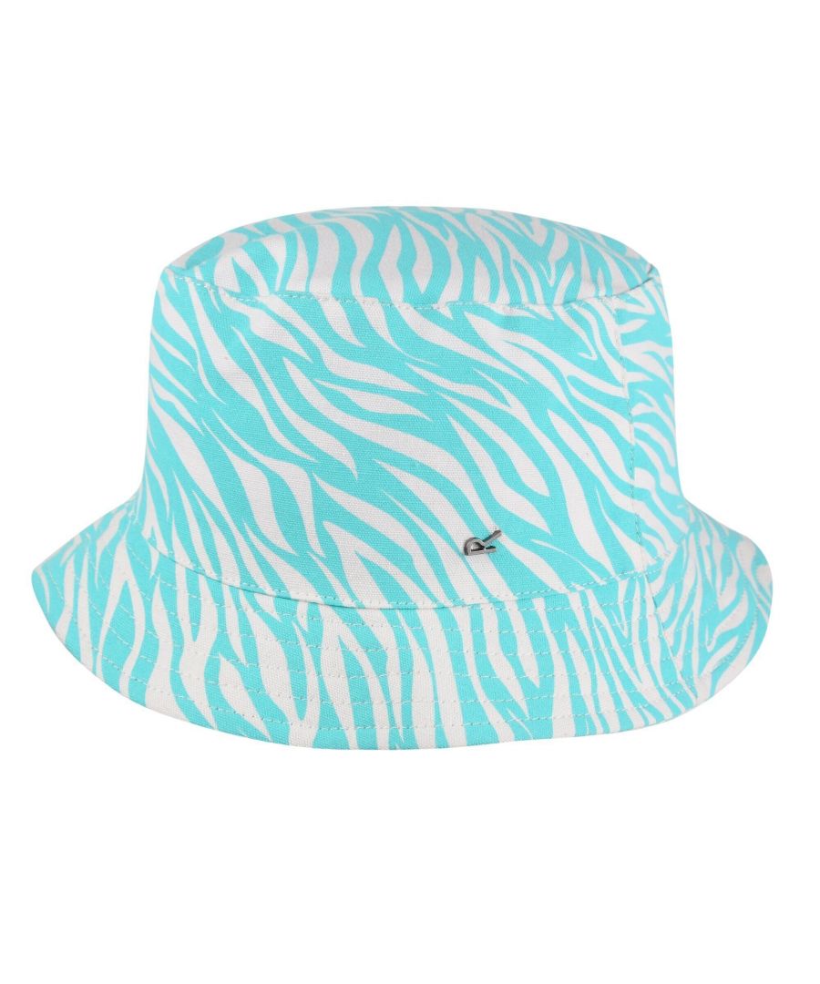 Image for Regatta Childrens/Kids Crow Zebra Print Canvas Bucket Hat (Aruba Blue)