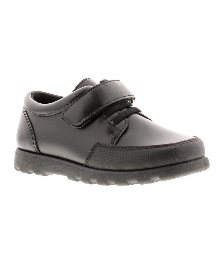 Rockstorm Arnold Younger Boys Black School Shoes Black. Manmade Upper. Fabric Lining. Synthetic Sole. Younger Boys Scuff Pu Touch And Close Fastening School Shoe.
