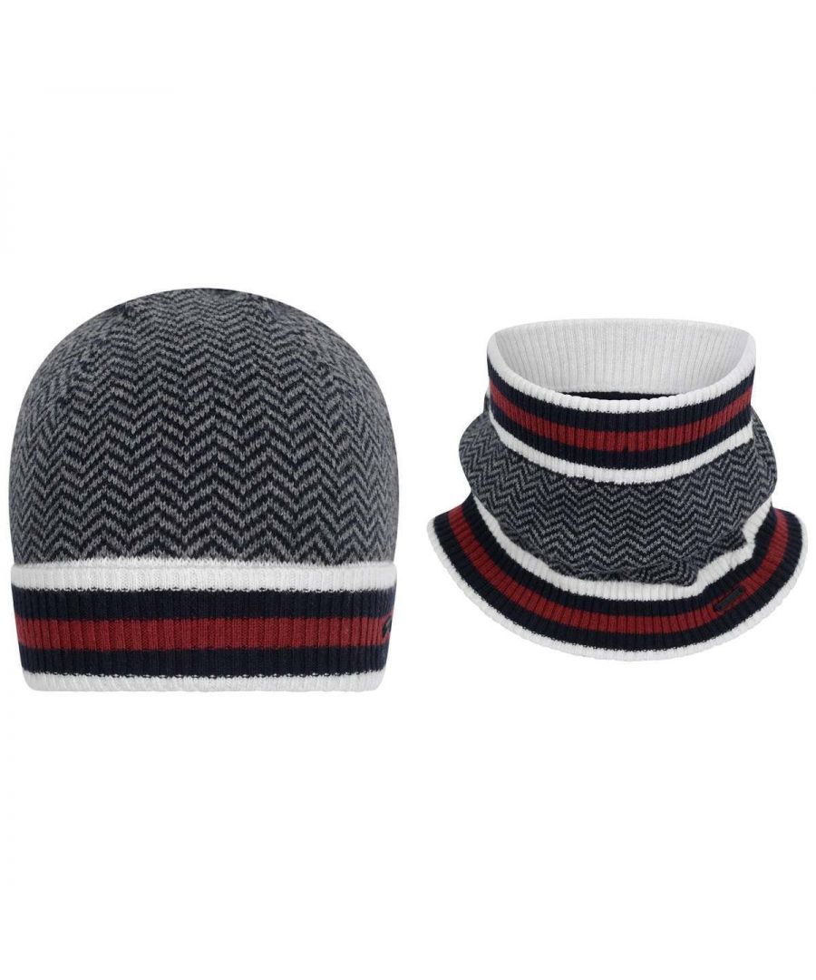 Mayoral Boys Grey Herringbone Hat & Scarf Set Wool (archived) - Size 8Y