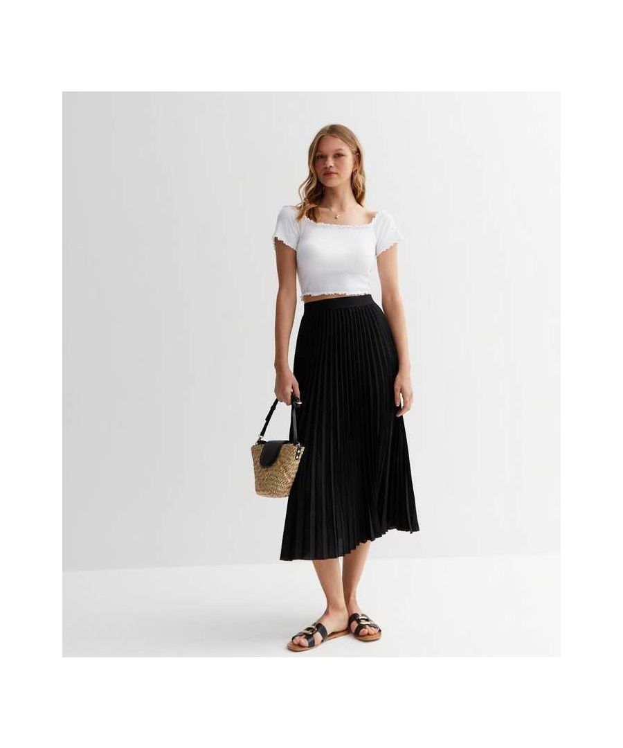 Geplooide midi-rok met elastische taille