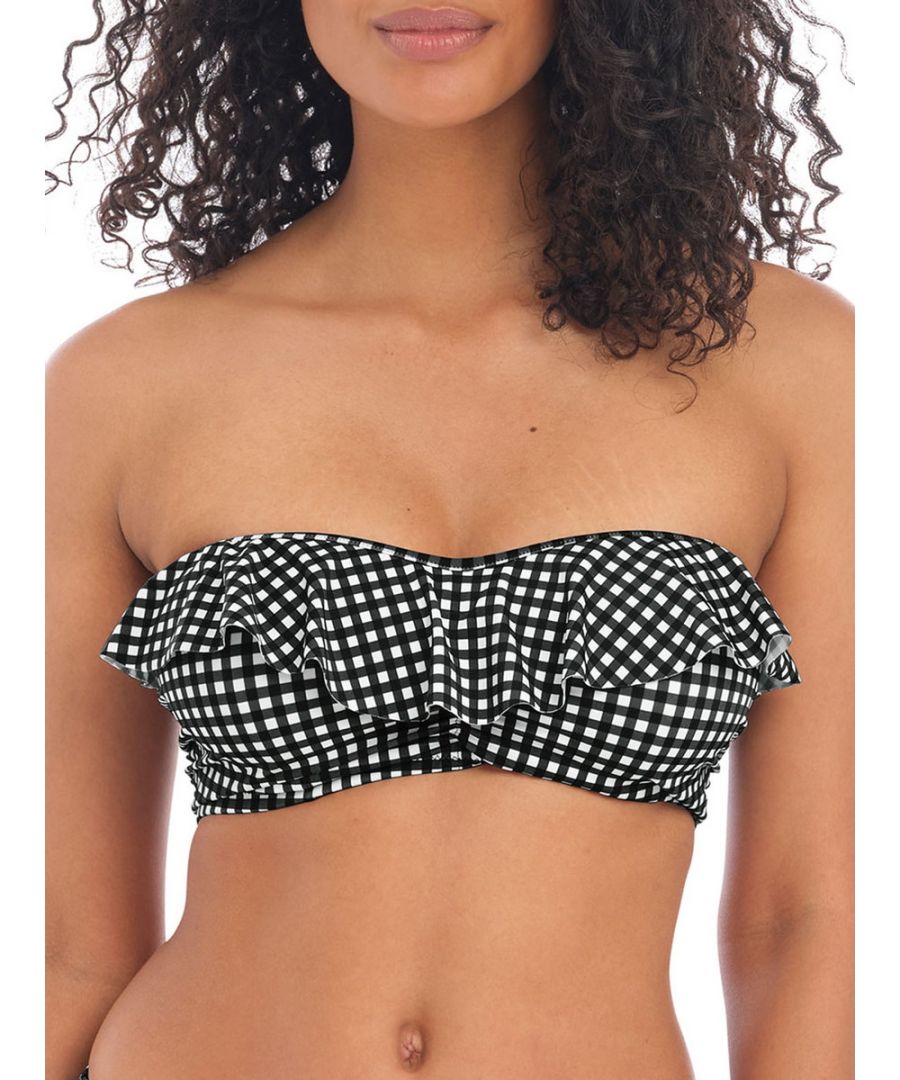 Freya Womens Check In Bandeau Bikini Top - Black Polyamide - Size 34F