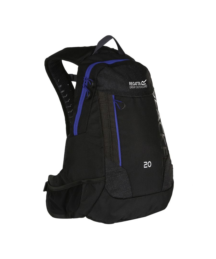 100% polyester. Internal hydration storage pocket and drinking tube retainer. 2 litre bladder included. Highly reflective printed panels in strategic zones for enhanced visibility. Hardwearing polyester fabric. EVA foam and comfort airmesh shoulder straps. Air mesh back construction to allow ventilated airflow. Adjustable sliding chest harness. Mesh stash pockets. Zipped front pocket.