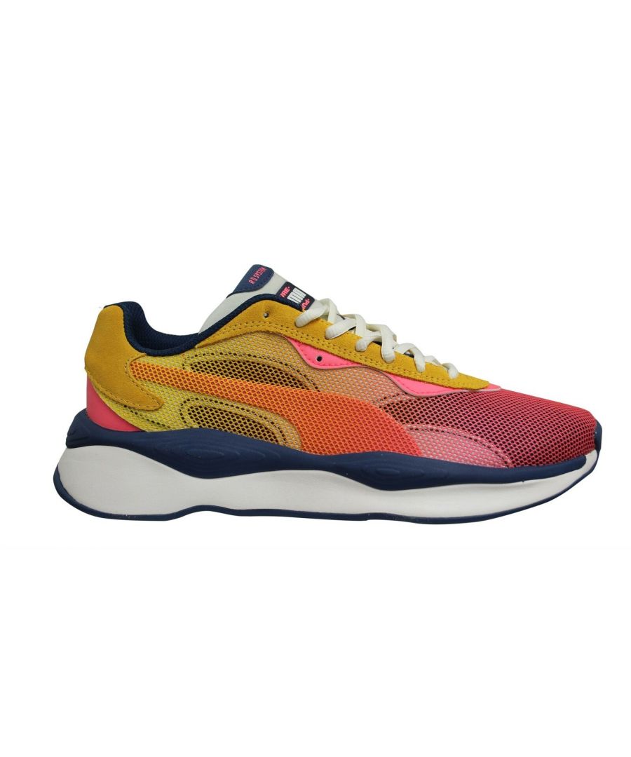 Puma RS-Pure Motion Dark Denim Pink Lace Up Mens Running Trainers 371158 01