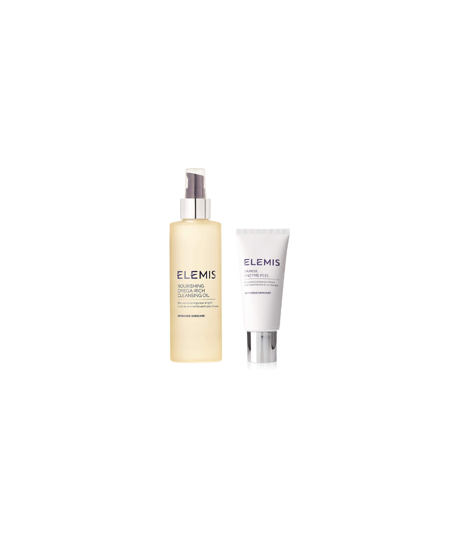 Soothe and nourish your angry skin with this calming cleanser and enzyme peel. This calming skincare bundle includes: Elemis Nourishing Omega-Rich Cleansing Oil 195ml and Elemis Papaya Enzyme Peel 50ml.