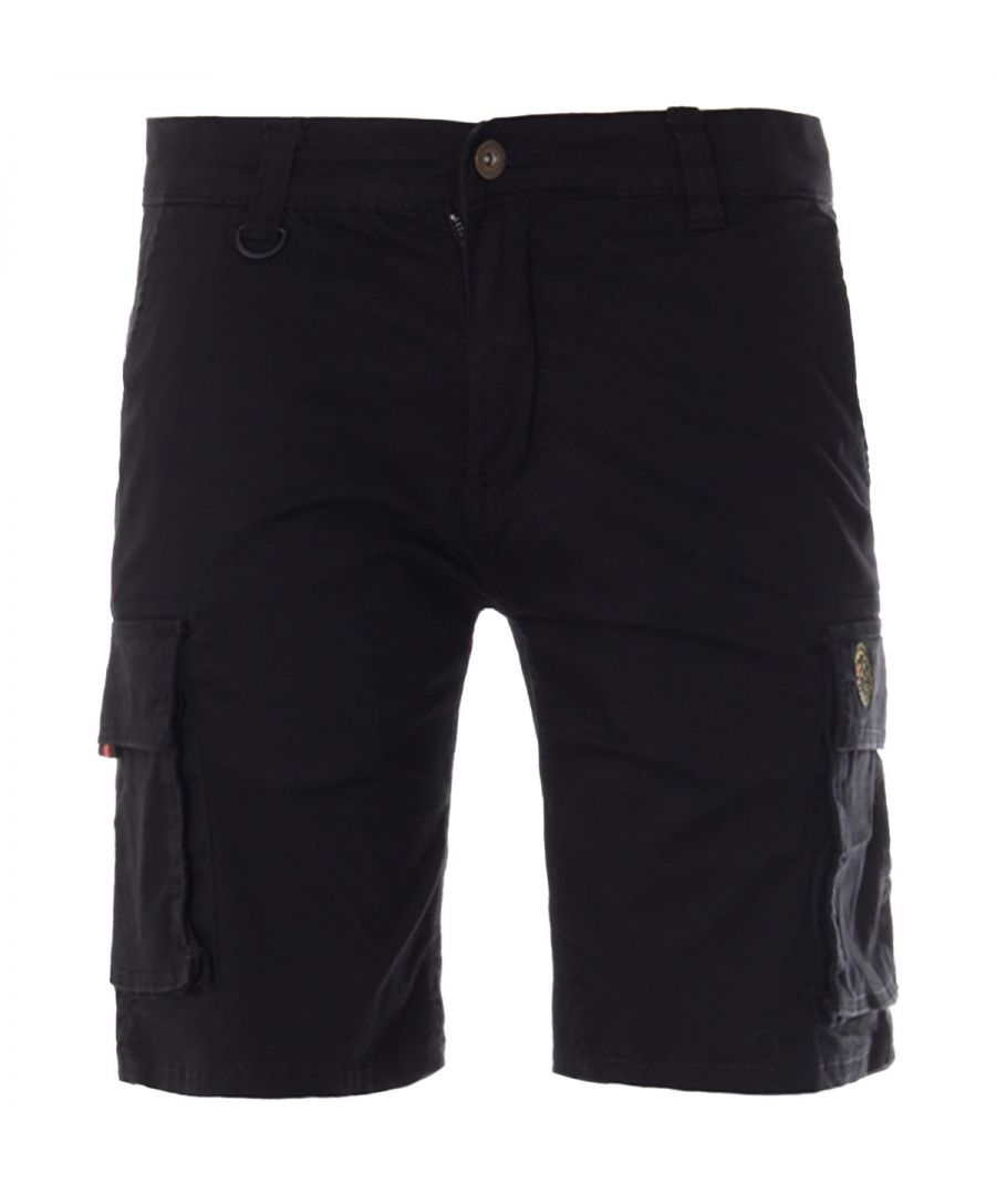 These cargo shorts from Luke 1977 combine comfort and style. Crafted from a pure stretch cotton cut to knee length. Featuring spacious utility pockets, twin slit pockets and a singular rear button pocket. A key chain integration loop sits at the zip button fly waist. Finished with the iconic Luke lion embroidered at the left leg. Regular Fit, Pure Cotton Composition, Twin Utility Pockets, Twin Slip Pockets, Zip Button Fly, Key Chain Integration Loop, Belt Loops, Luke 1977 Branding. Style & Fit: Regular Fit, Fits True to Size. Composition & Care: 100% Cotton, Machine Wash.