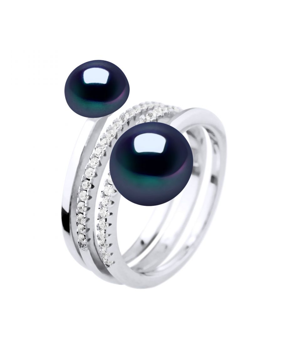 Image for Ring DUO Freshwater Pearls 7 and 9 mm Black Jewelry 925
