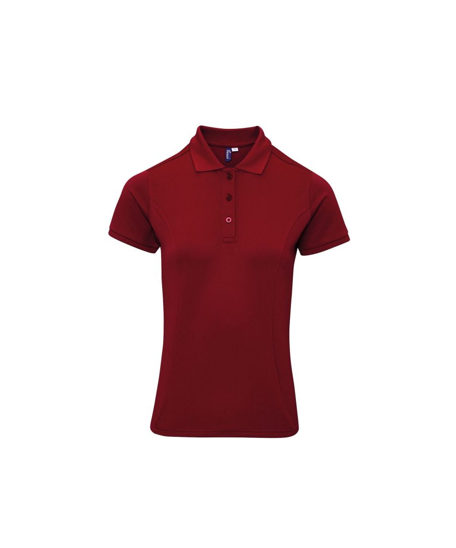 Premier Unisex Womens/Ladies Coolchecker Plus Piqu Polo With CoolPlus (Burgundy) - Size Small