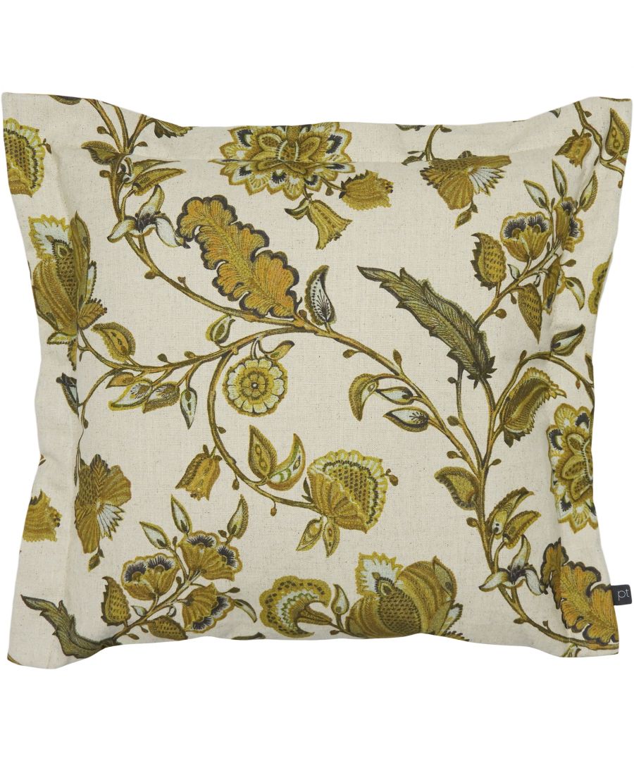 Prestigious Textiles Kenwood Bordered Rustic Floral Feather Filled Cushion - Yellow Cotton - One Size product