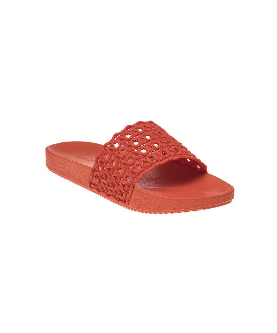 Image for Zaxy Snap Mesh Slide Sandals Orange