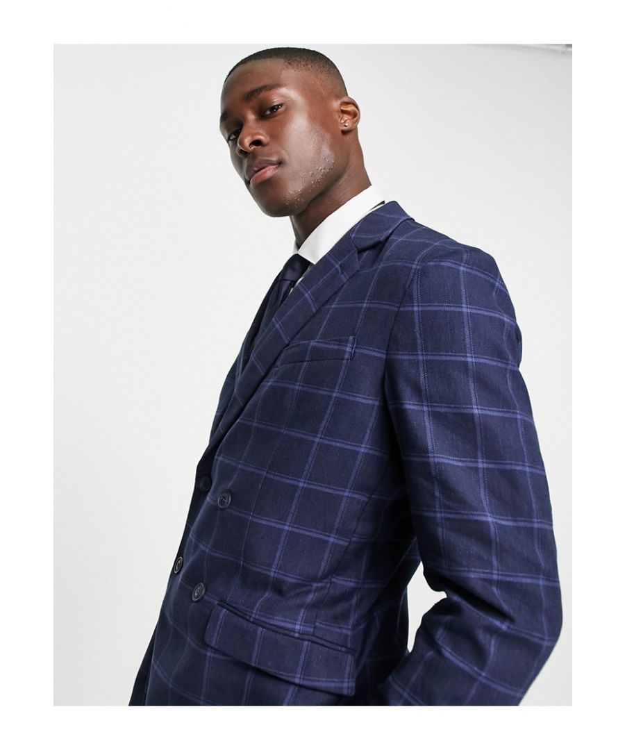 Suit jacket by Selected Homme Do the smart thing Notch lapels Padded shoulders Double-breasted style Two-button fastening Pocket details Regular fit Sold by Asos