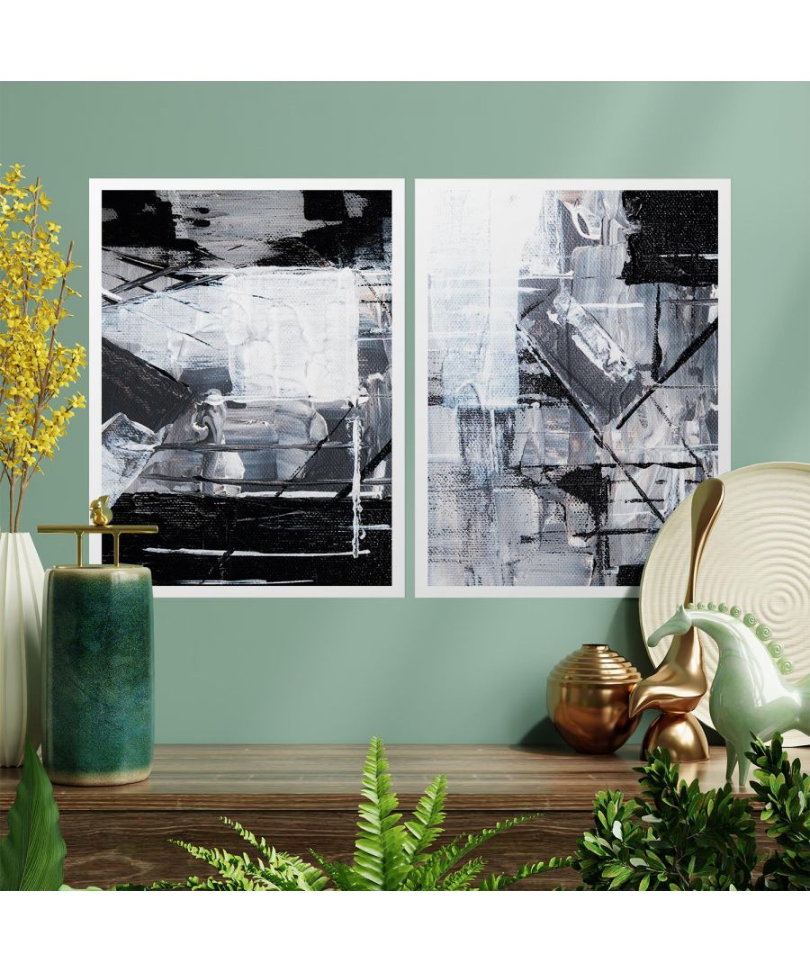 Image for Black And White Abstract Painting Art Print Wall Stickers  30 x 40 cm- Set of 2