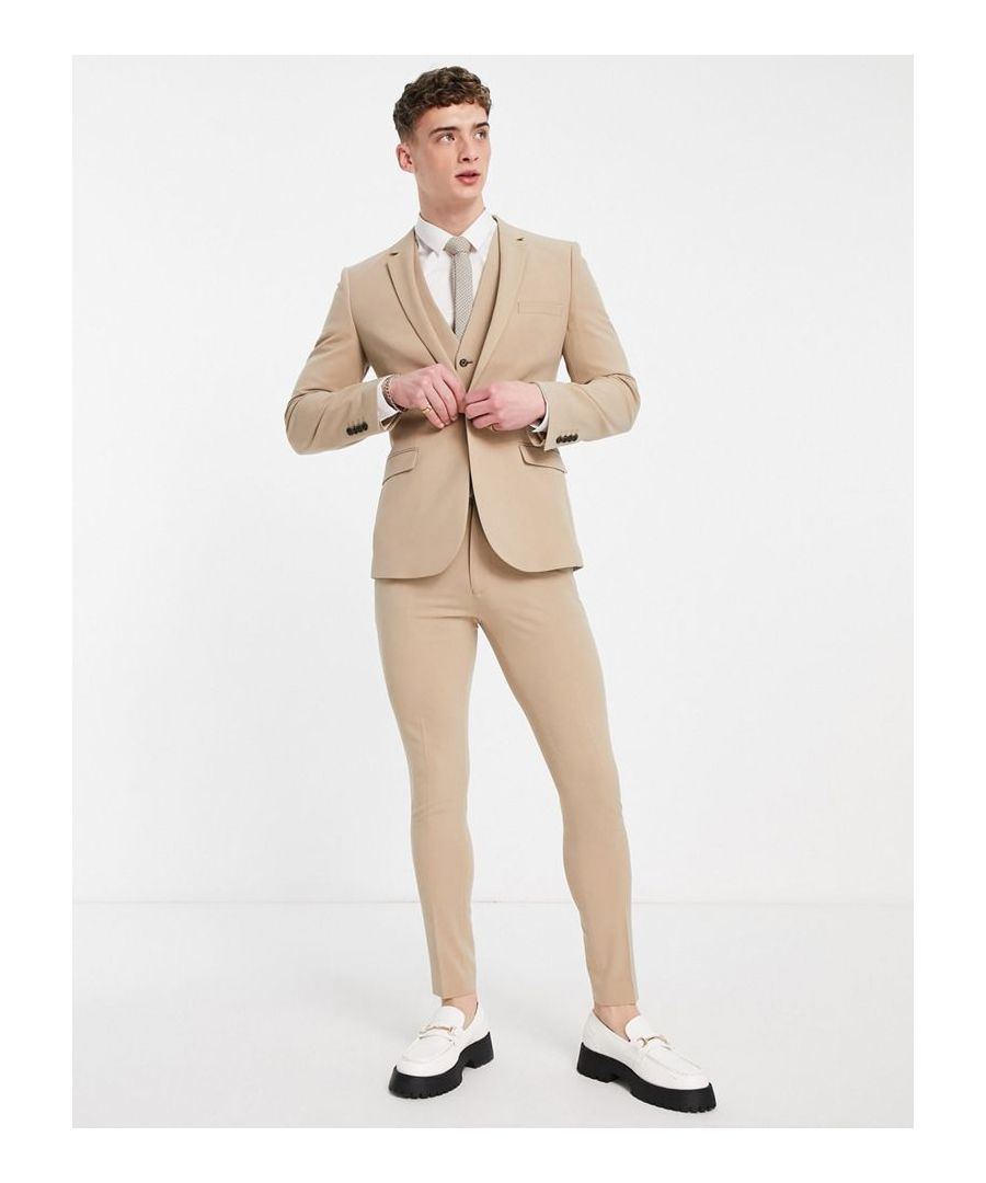 Suit jacket by ASOS DESIGN Do the smart thing Notch lapels Single button fastening Chest and side pockets Super-skinny fit Sold by Asos