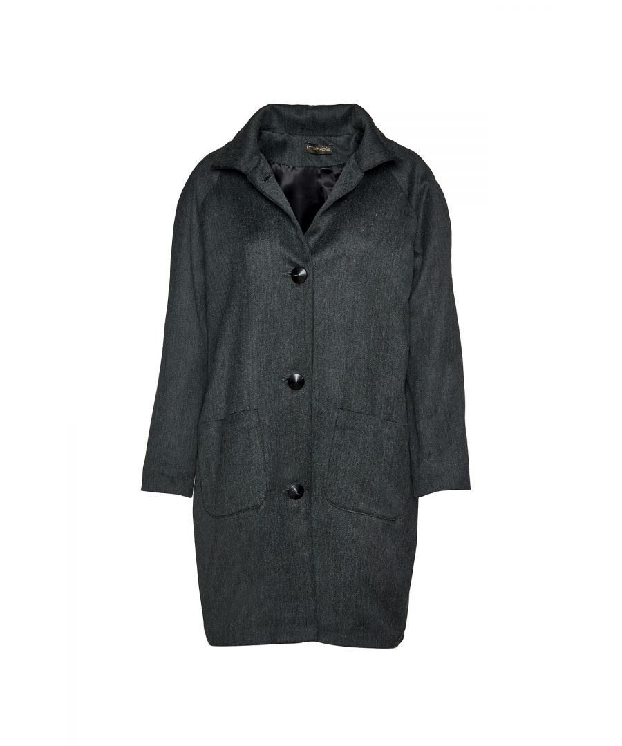 Image for Wool Blend Dark Grey Coat by Conquista Fashion