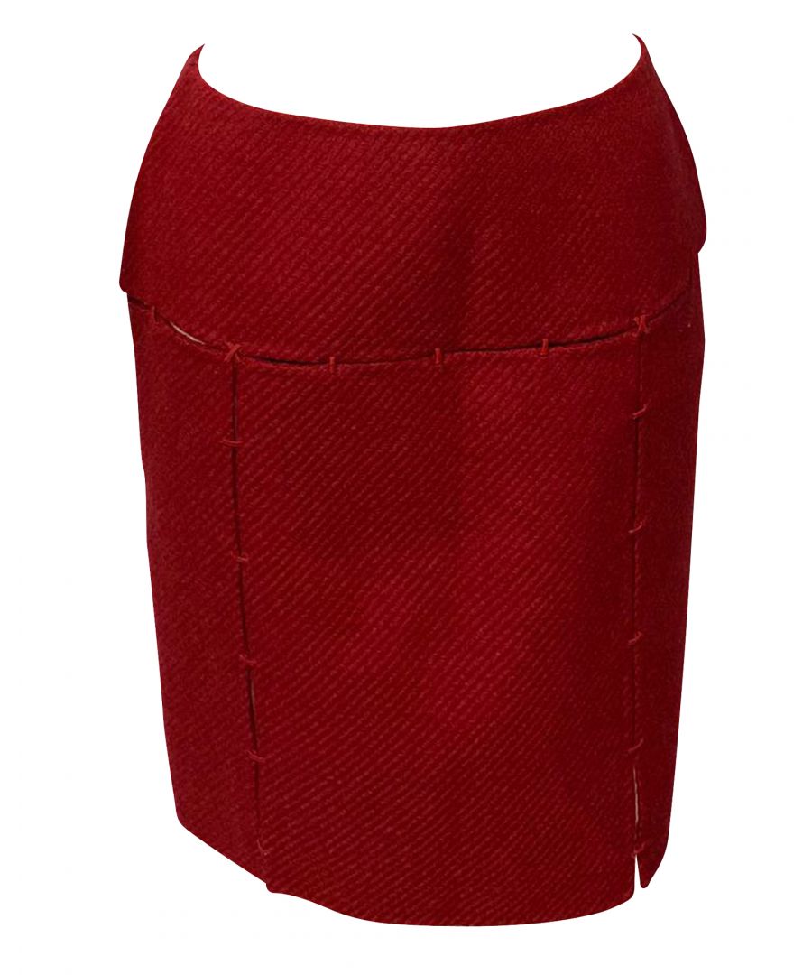 VINTAGE. RRP AS NEW. This Prada skirt is a cute combo for a plain shirt. You can top it with blazer to look more mature.\n\nPrada Knitted Pencil Skirt in Burgundy Wool\nColor: burgundy\nMaterial: Cotton | Cotton wool\nCondition: excellent\nSize: 44/L\nSign of wear: No\nSKU: 86524   \nDimensions:  Length: 570 mm