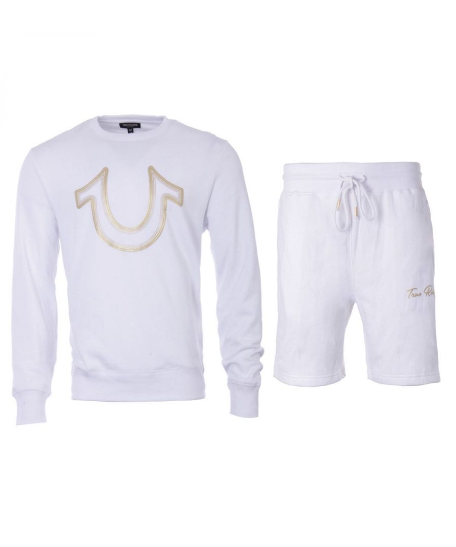 Image for True Religion Horseshoe Foil Logo Sweatshirt & Shorts Set - White