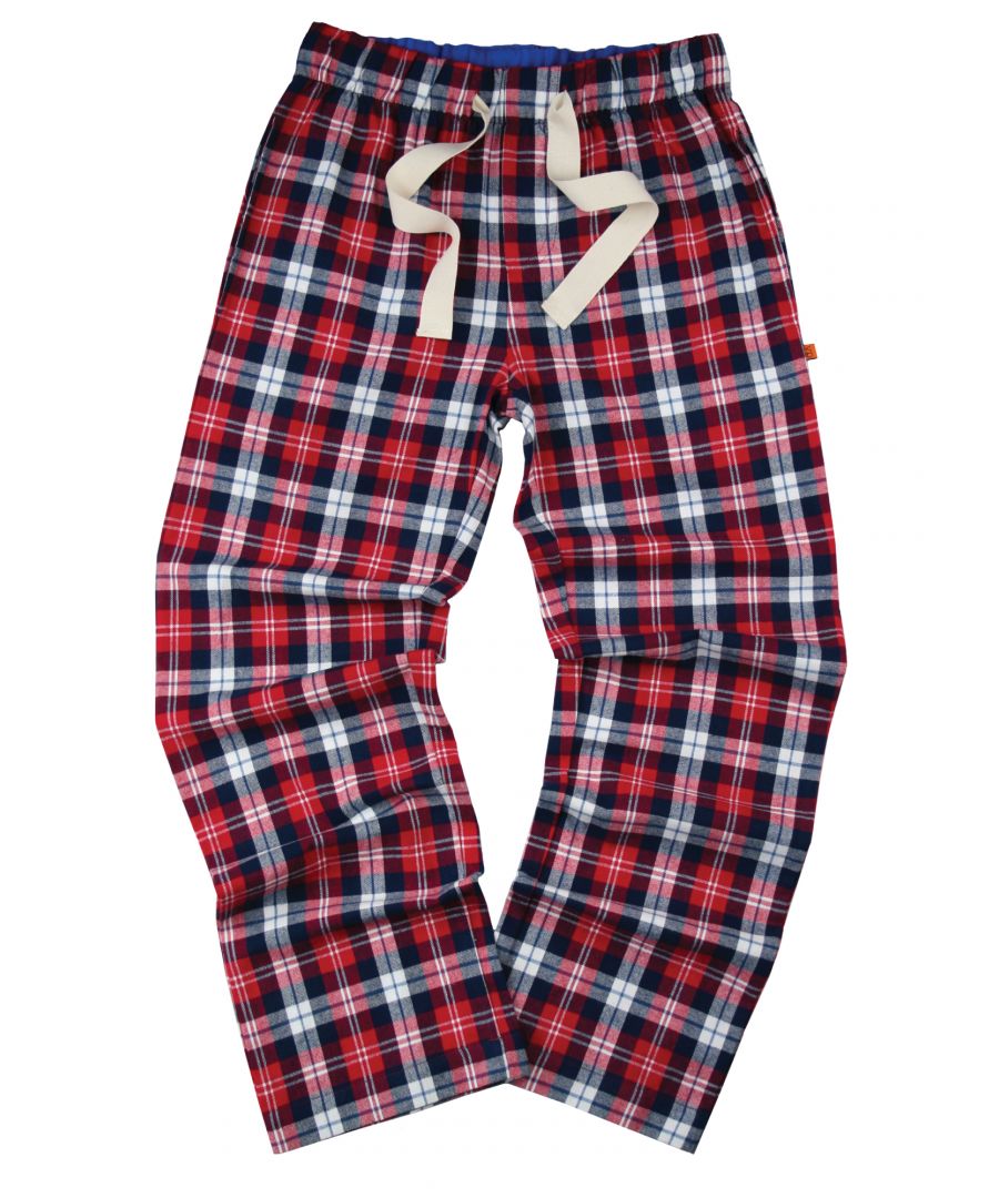 Image for Unisex Red Curtis Check Cotton Check Lounge Pants