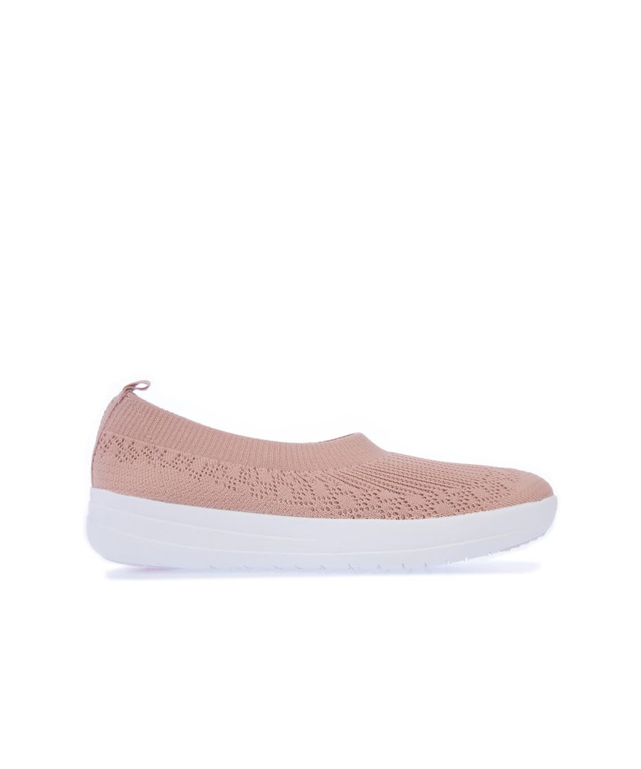 Womens Fit Flop Uberknit Ballet Pumps in beige.- Textile upper.- Pull on closure.- Ultra-flexible  superlight cushioning. - Anatomicush technology.- Flex lines cut across the bottom.- Slip resistant rubber outsole.- Textile upper  Textile lining  Synthetic sole. - Ref: H95137