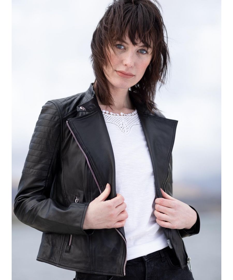 Image for Nicole Leather Biker Jacket in Black
