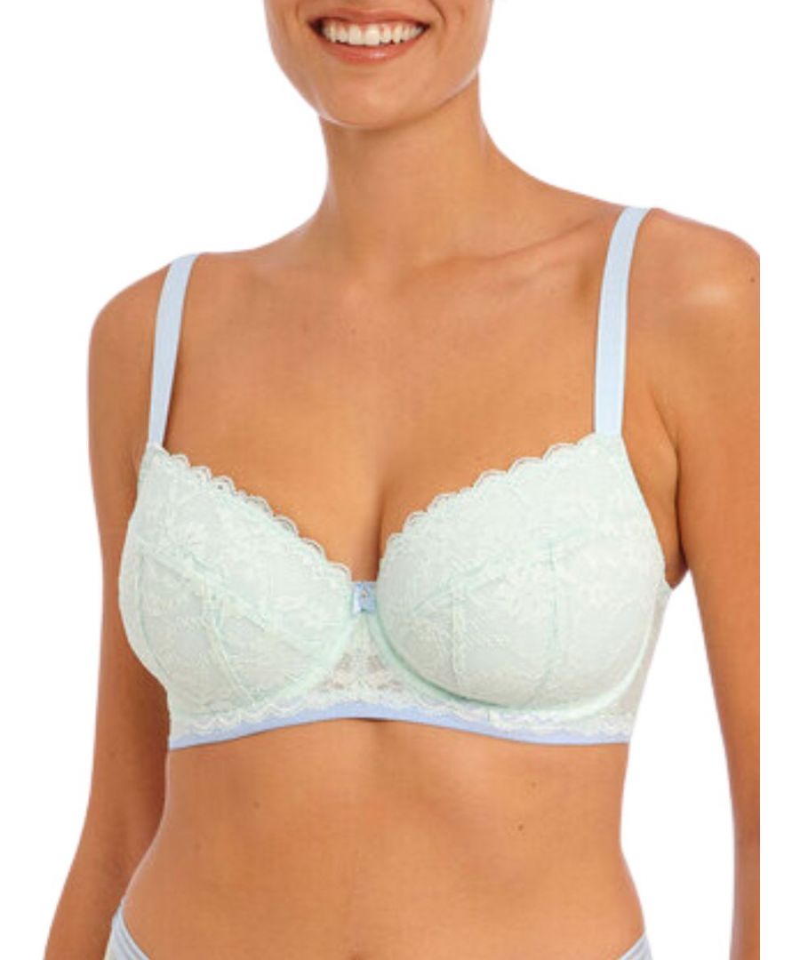 Freya Womens Offbeat Underwired Padded Half Cup Bra - Blue Polyamide - Size 34G