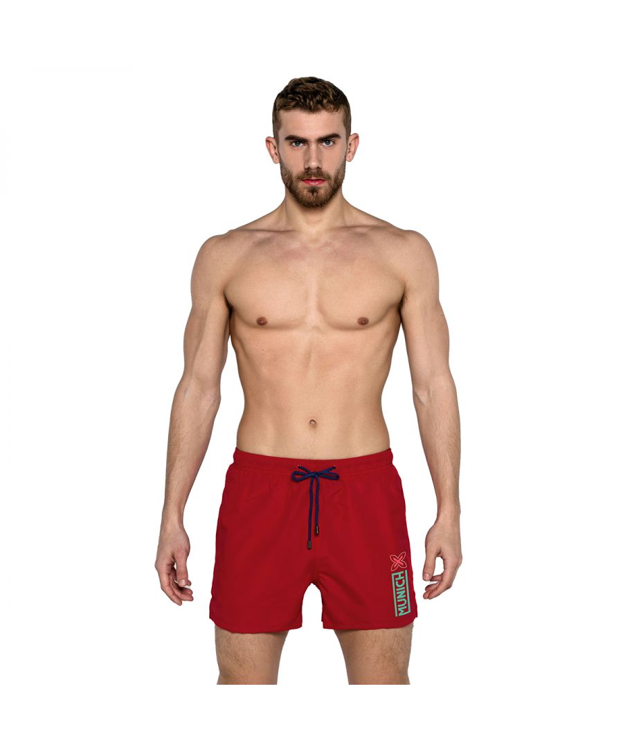 Munich Mens Short Swimsuit with Mesh Lining MUHARBOURRED02 - Red - Size Medium