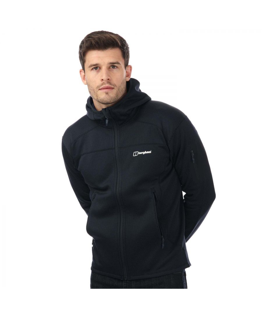 Mens Berghaus Pravitale Mountain 2.0 Fleece Jacket in navy.- Stop cold air or spindrift entry with thumb loops.- Reverse coil YKK® centre-front zip.- Bonded zipped left sleeve pocket.- Two front-venting hand-warmer pockets.- Shell: 93% Polyester  7% Elastane.- Ref: 422282FI2