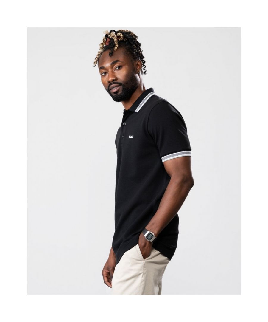 Boss Green Paddy Curved Mens Polo - Black - Size Large