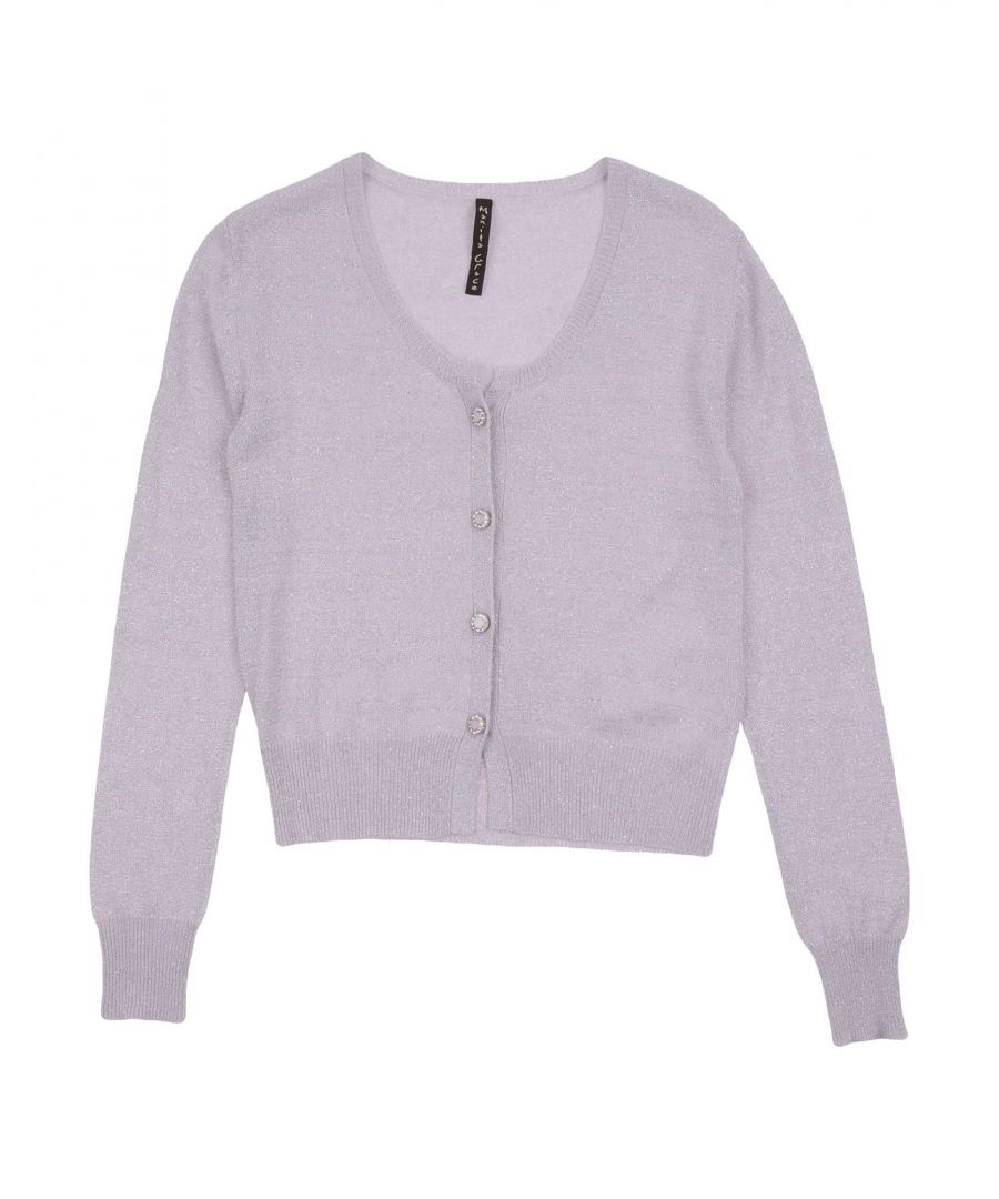 knitted, lamé, no appliqués, solid colour, round collar, lightweight knitted, long sleeves, front closure, button closing, no pockets, wash at 30° c, do not dry clean, iron at 110° c max, do not bleach, do not tumble dry