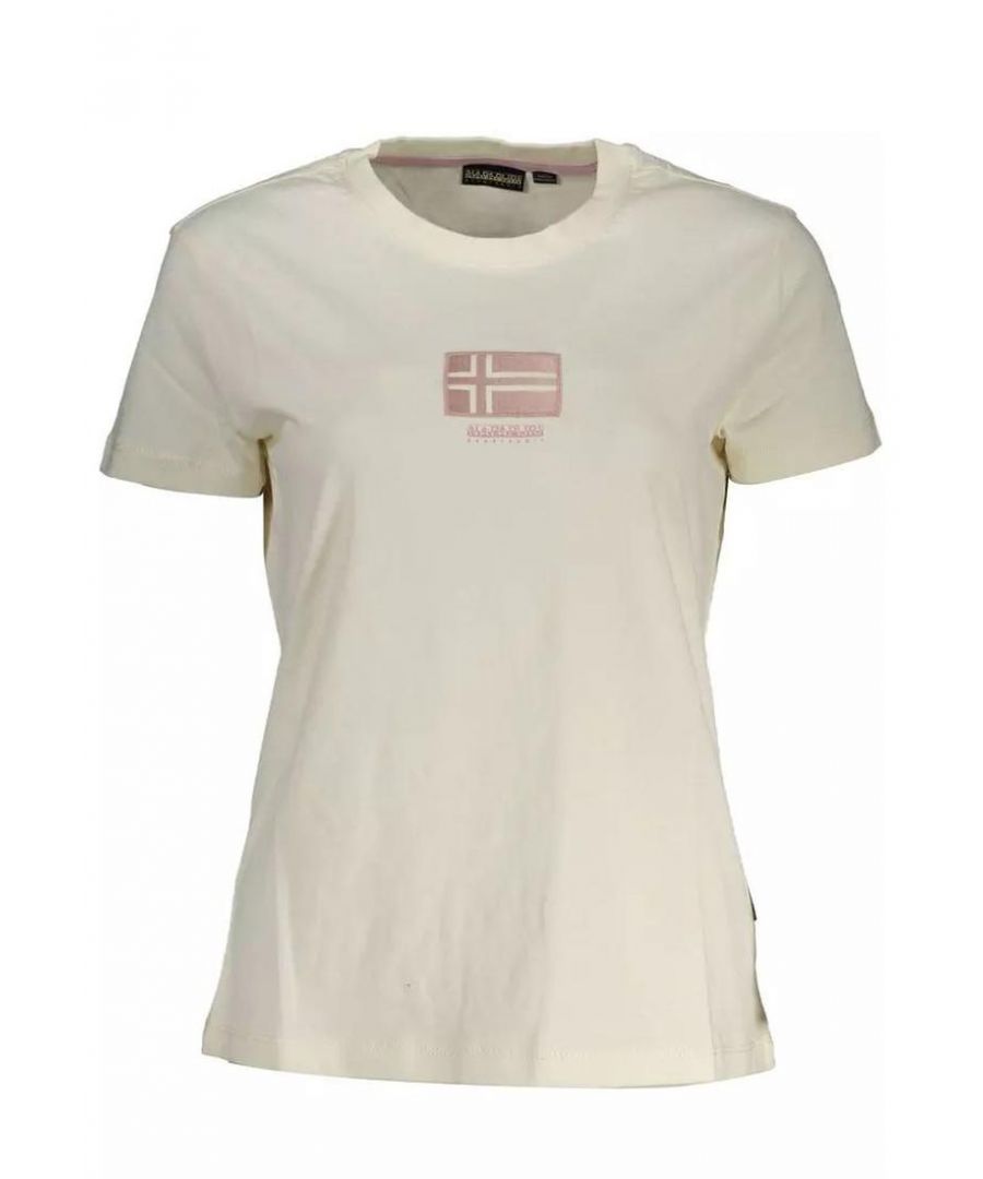 Napapijri WoMens White Cotton Tops & T-Shirt - Size Large