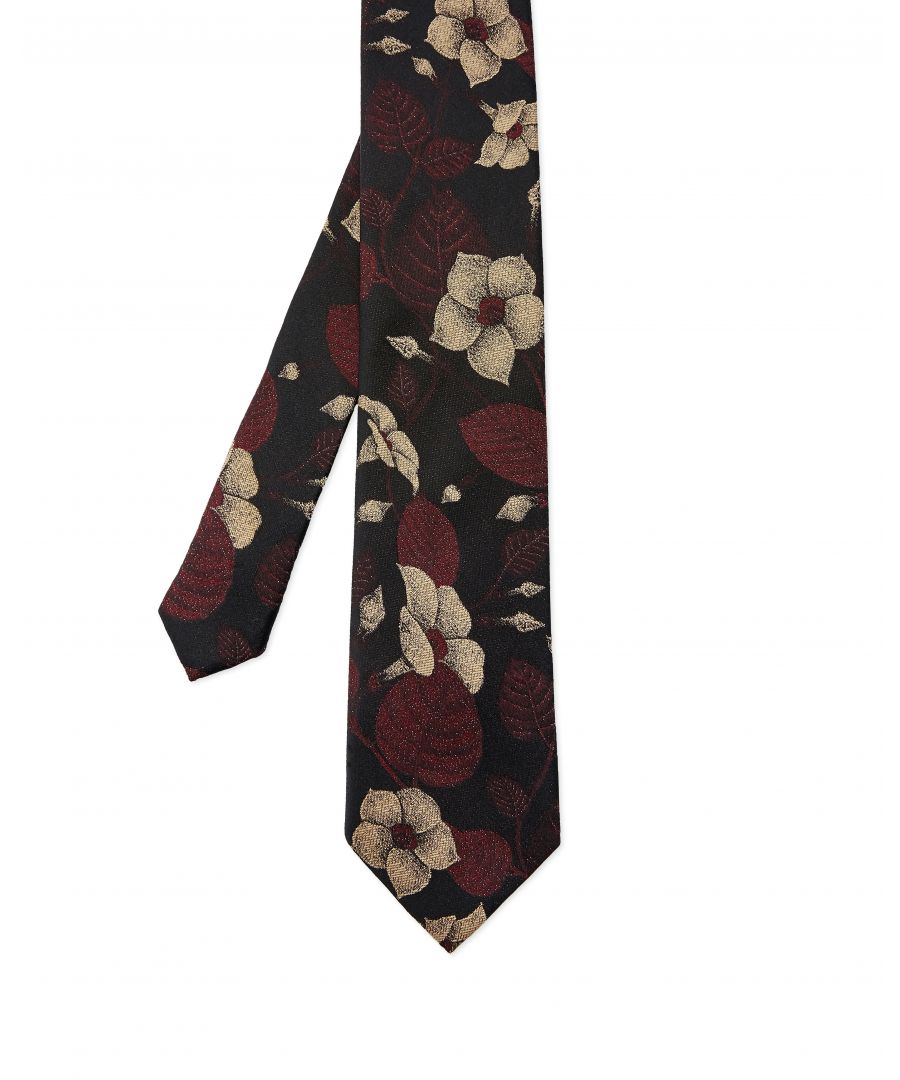 Image for Ted Baker Fluro Floral Silk Tie, Black