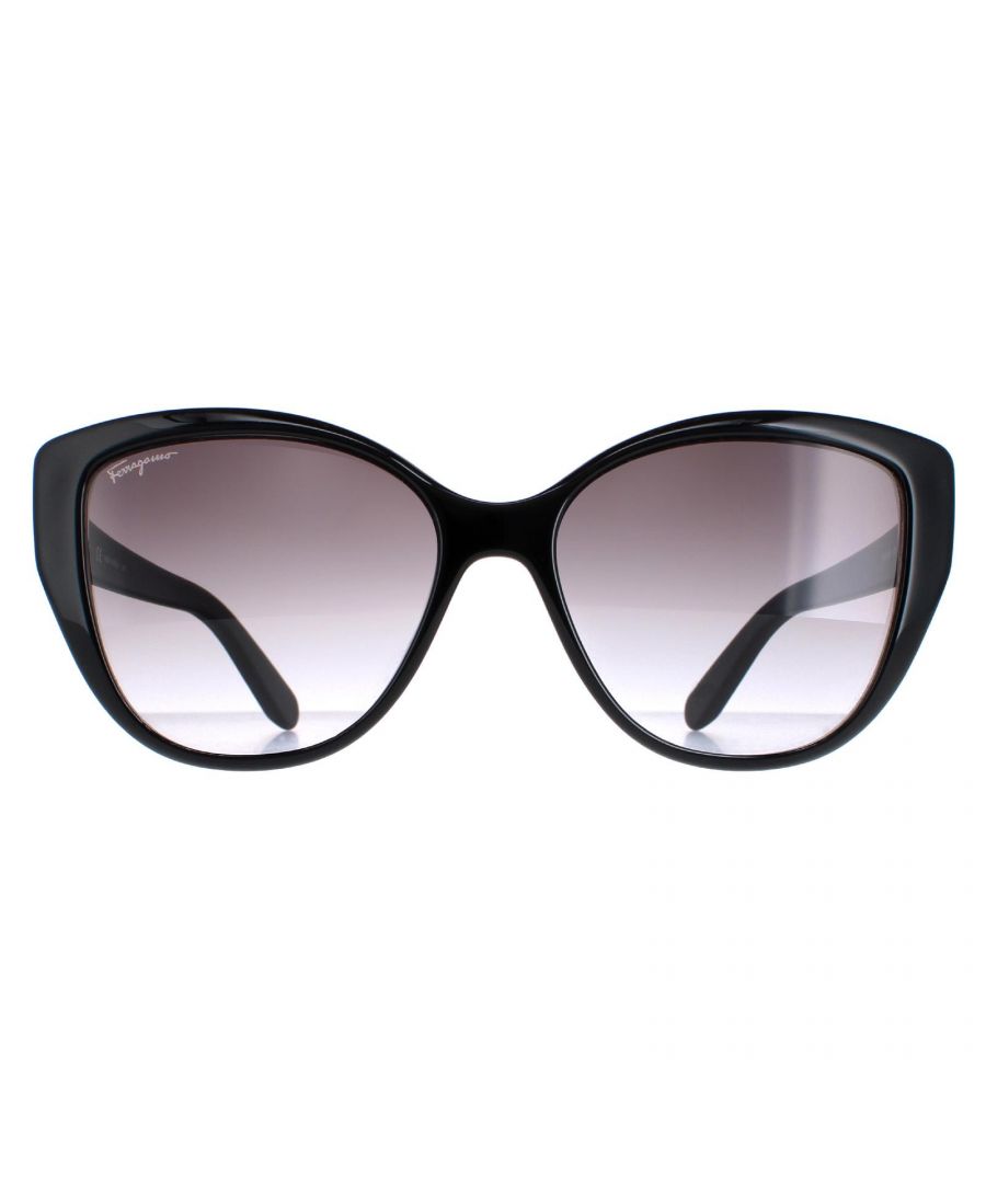 Salvatore Ferragamo Womens Sunglasses SF912S 001 Black with Flower Print Grey Gradient - One Size