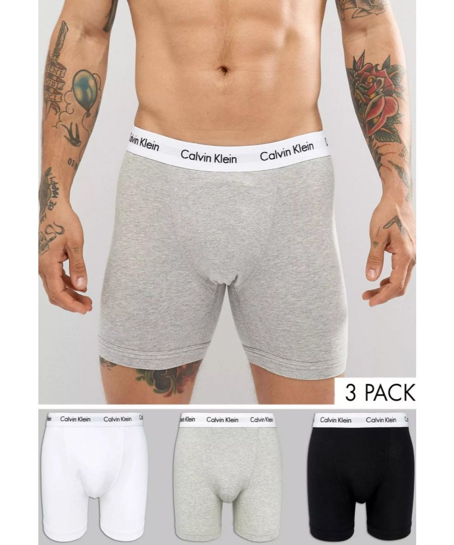 Calvin Klein Mens Boxers Classic Designs and Everyday Style Cut.       \nElasticated Branded Waistband.       \nSoft Cotton with Enough Stretch to Ensure a Superior Fit.       \nMedium Rise Waist, Cotton Elastane Blend.       \nCalvin Klein Signature Elastic Waistband.       \n95% Cotton 5% Elastane.       \nMachine Washable.       \nBoxers, Trunks and Briefs Can Only Be Returned if Unopened in Original Packaging, Unworn and in the Same Condition as Delivered, With All Tags Attached.