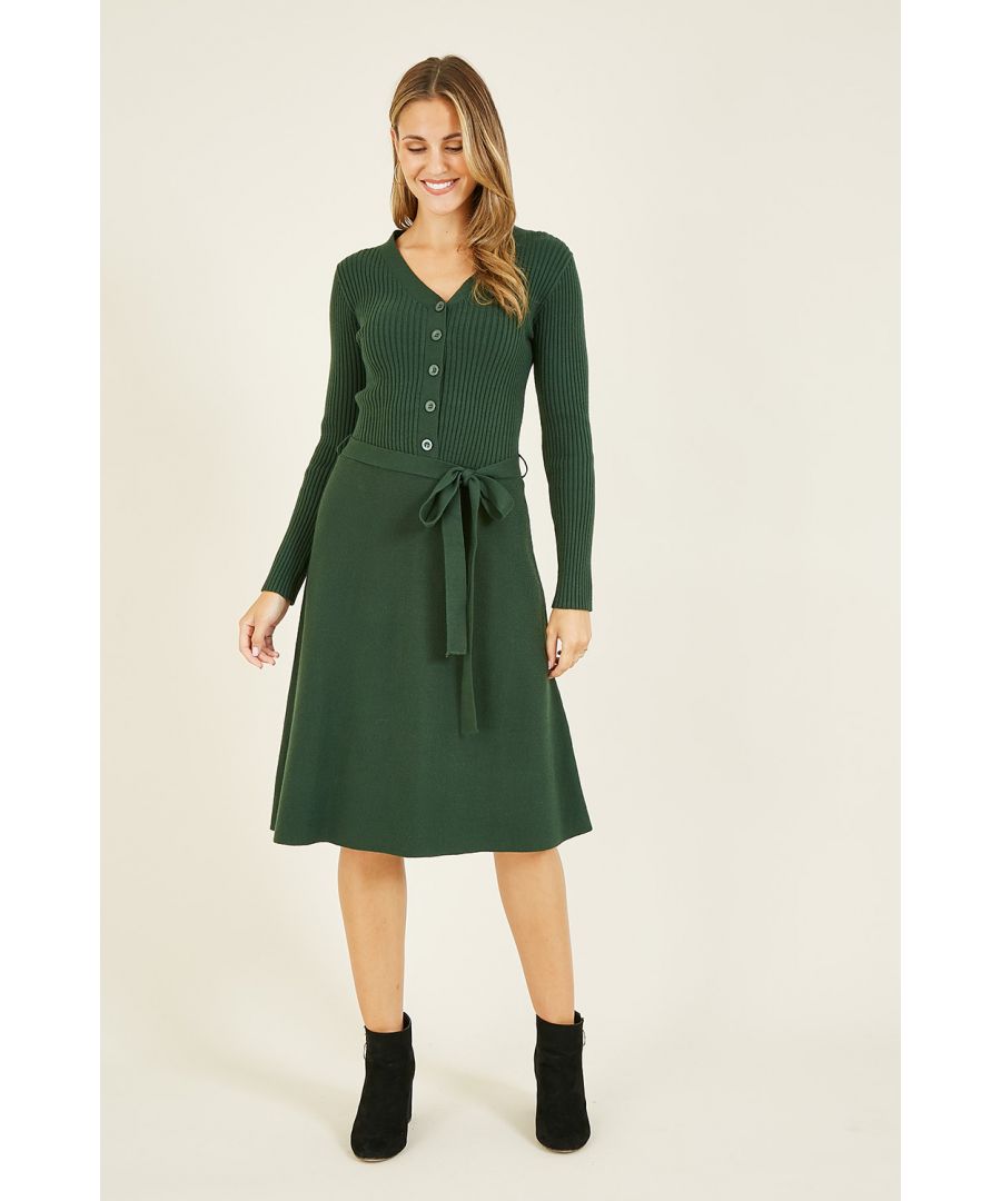 Green Knitted Skater 'Anise' Dress