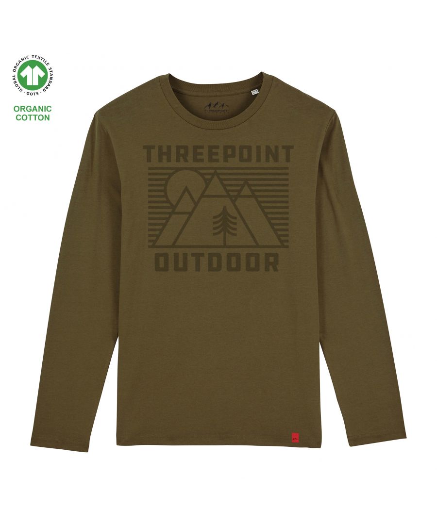 Organic ring-spun combed cotton premium long sleeve t-shirt with chest print, printed back neck branding & woven hem label detail.