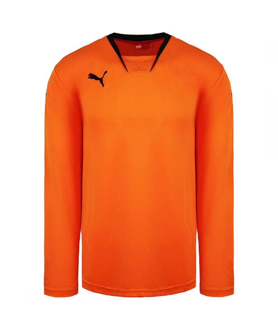 Puma V-Kon Long Sleeve Orange Black Mens Football Shirt 700386 08