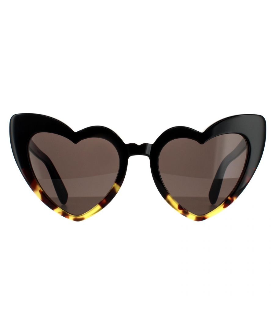Saint Laurent Cat Eye Womens Havana Black Sunglasses Saint Laurent are a unique and elegant retro cat eye style with heart shaped lenses. Crafted from lightweight plastic for a comfortable wear and finished with the Saint Laurent engraved logo on the temples.