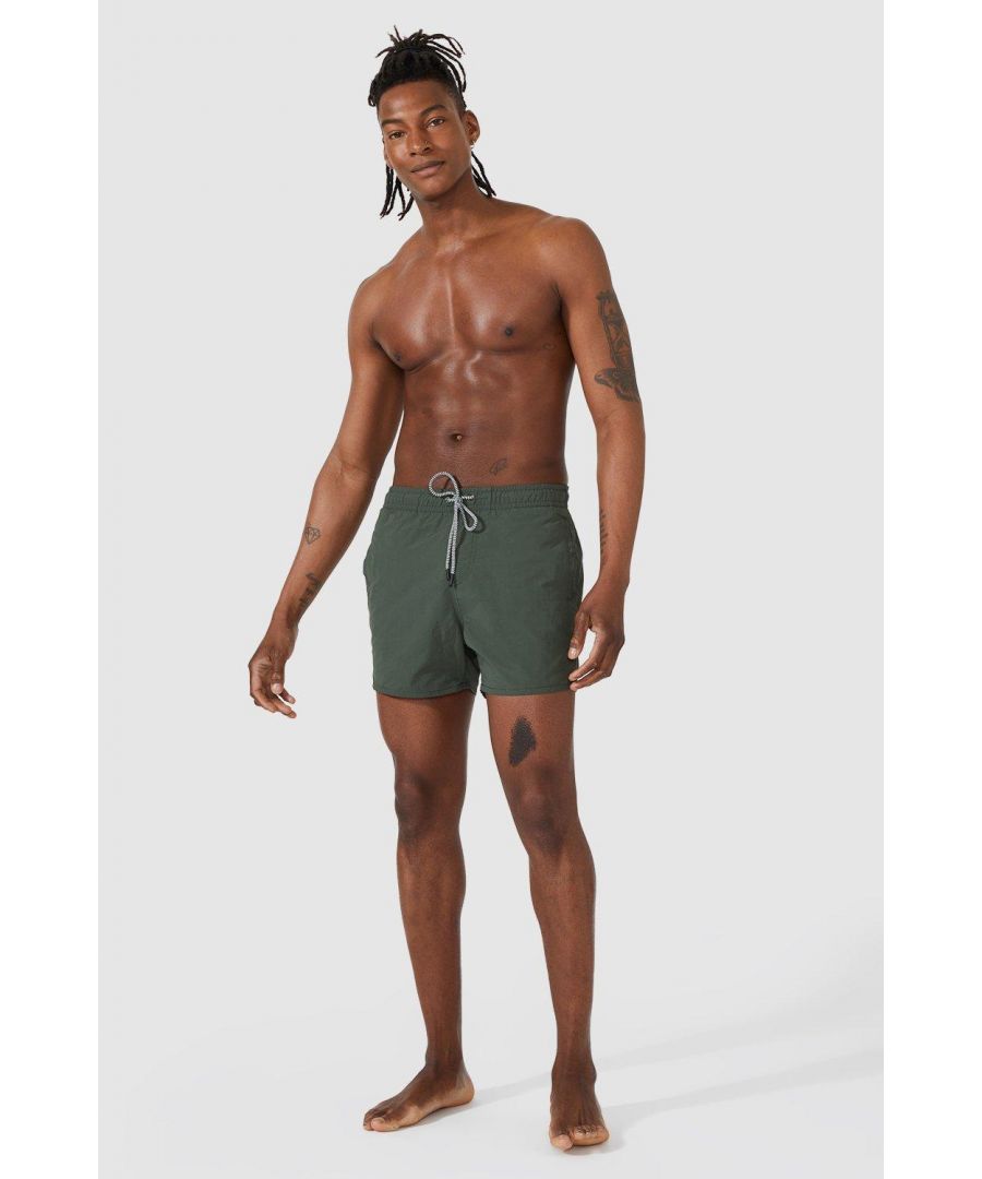 Secret Label Mens Plain Swim Shorts - Khaki Nylon - Size X-Large