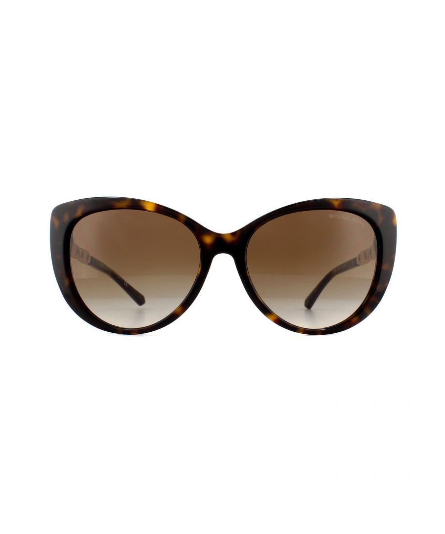 michael kors cat eye womens dark tortoise brown gradient sunglasses metal - one size