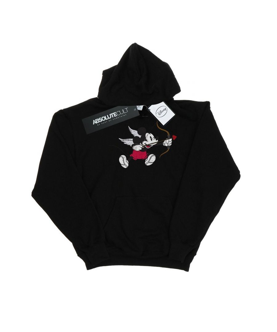 Disney Womens/Ladies Mickey Mouse Love Cherub Hoodie (Black) - Size 2XL