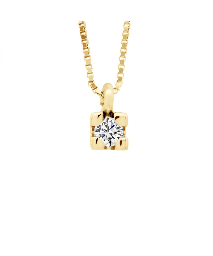 Necklace Solitaire - Diamonds 0,05 Cts - HSI Quality - Venetian Style chain Gold - Length 42 cm, 16,5 in - Our jewellery is made in France and will be delivered in a gift box accompanied by a Certificate of Authenticity and International Warranty