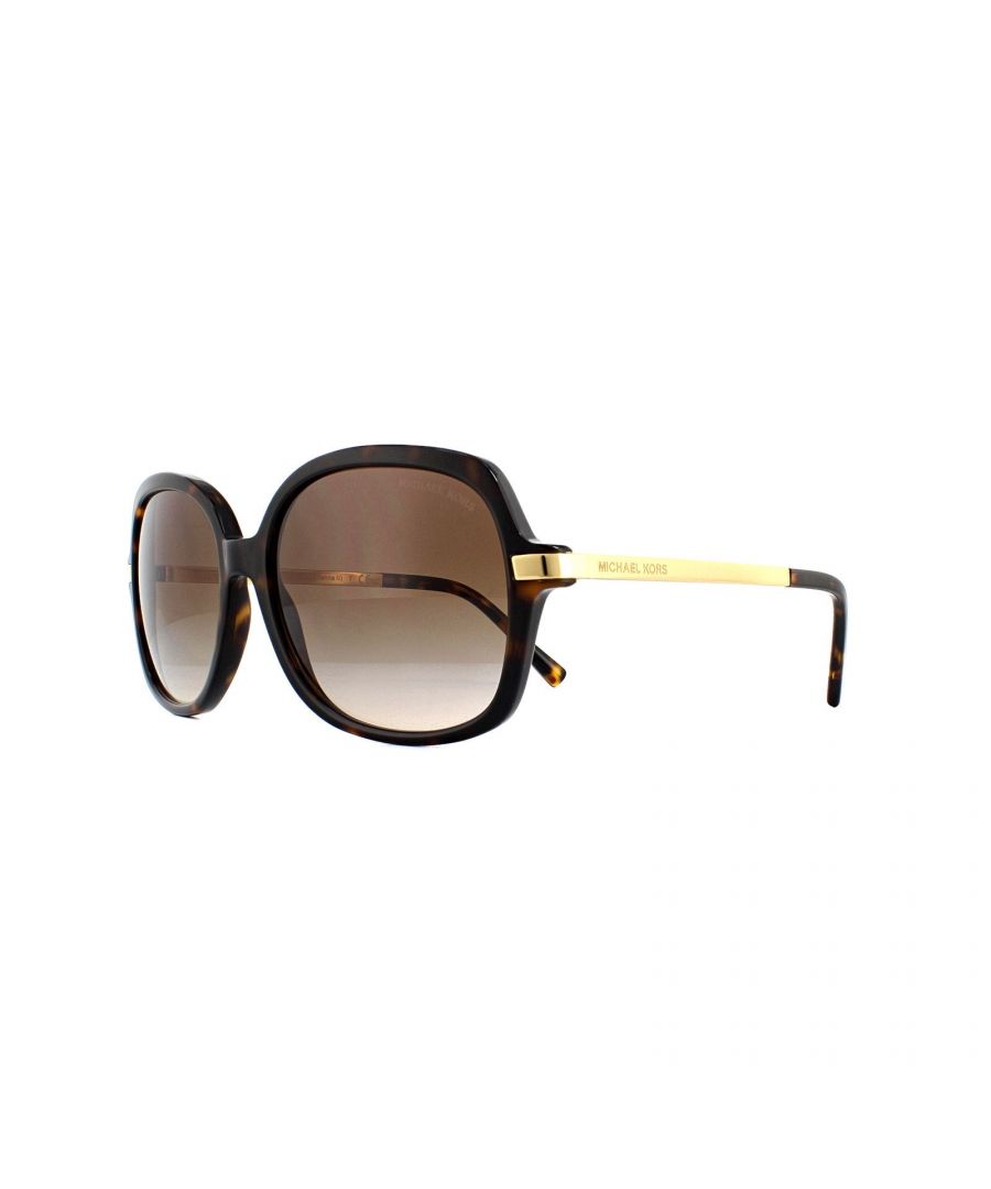 Michael Kors Square Womens Dark Tortoise Gold Brown Gradient Sunglasses Metal - One Size