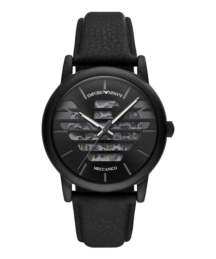 This Emporio Armani Luigi Analogue Watch for Men is the perfect timepiece to wear or to gift. It's Black 42 mm Round case combined with the comfortable Black Leather watch band will ensure you enjoy this stunning timepiece without any compromise. Operated by a high quality Automatic movement and water resistant to 3 bars, your watch will keep ticking. This watch has an automatic watch movement ( recharged by any movement with your wrist; never needs a battery) -The watch has a function: Luminous Hands High quality 21 cm length and 21 mm width Black Leather strap with a Buckle Case diameter: 42 mm,case thickness: 12 mm, case colour: Black and dial colour: Black