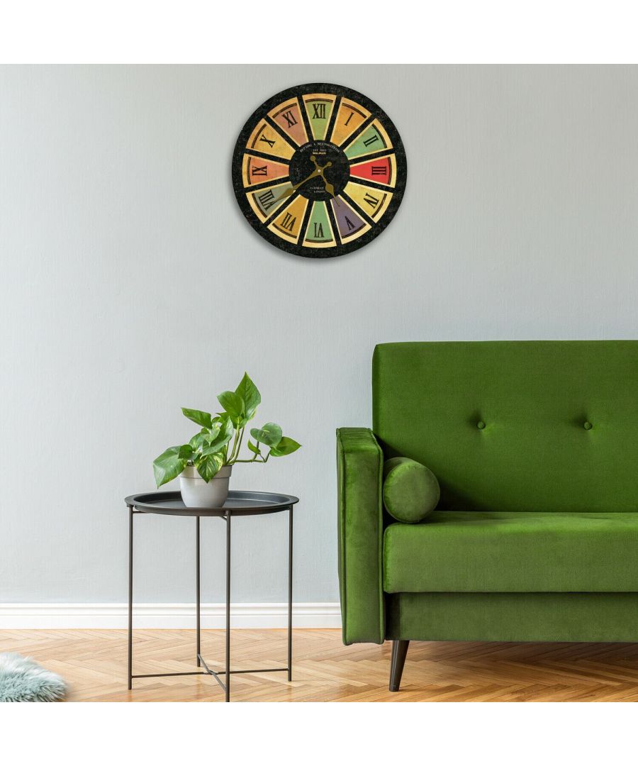 Image for Walplus 30cm Black and Colourful Vintage Roman Clock, Bedroom, Living room, Modern, Home office essential, Gift