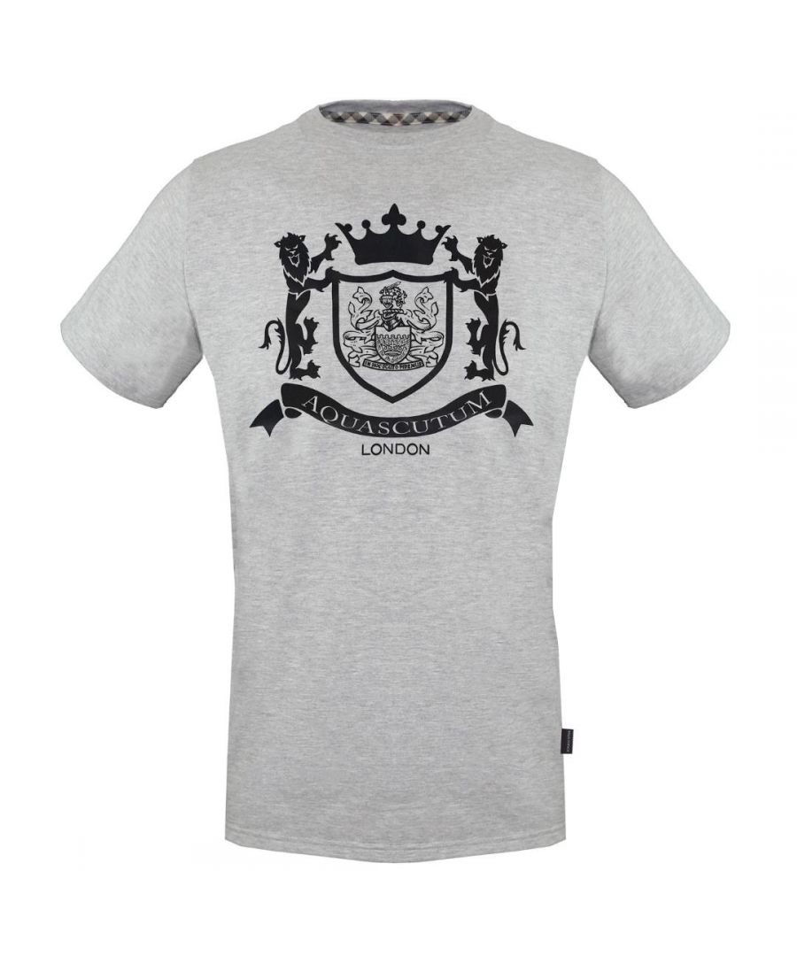 Aquascutum Royal Logo Grey T-Shirt. Aquascutum Royal Logo Grey T-Shirt. Crew Neck, Short Sleeves. Stretch Fit 95% Cotton 5% Elastane. Regular Fit, Fits True To Size. Style TSIA08 94